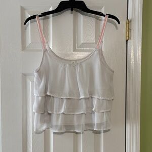 Aeropostale White Layered Camisole with Pink Straps